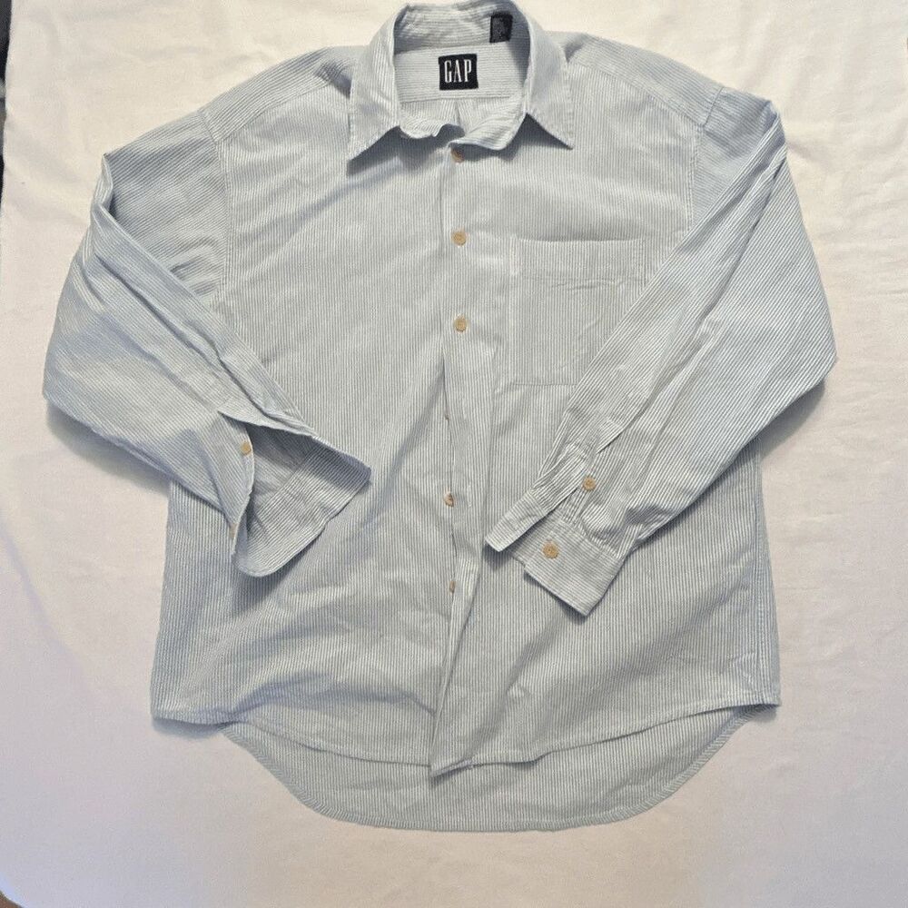 GAP | Y2K Blue White Stripe Button Down Shirt | Men’s M